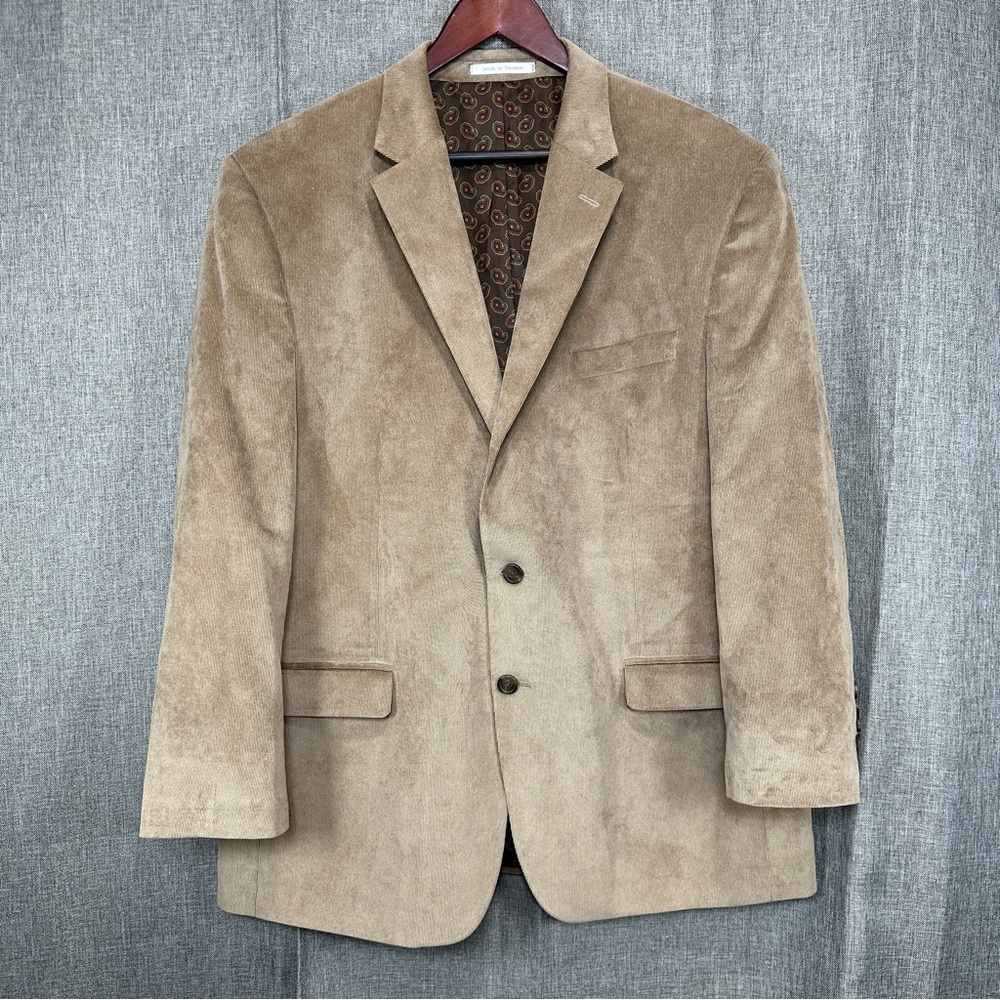 Lauren Ralph Lauren 46R Tan Corduroy Blazer 2 Button Sport Coat Jacket Casual
